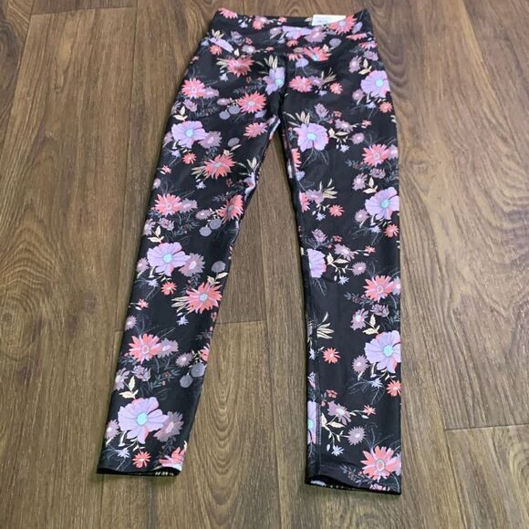 So sporty floral 7/8 leggings fitted stretch casual workout pants - Picture 1 of 6